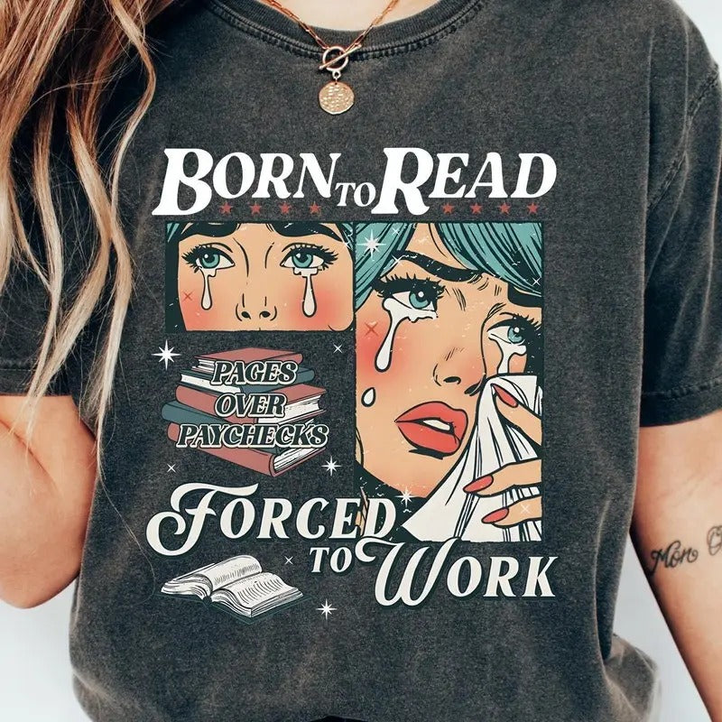 Retro Born To Read Bookish Shirt, Funny Reader Book Addict Tee, Spicy Books Sweater, Smut Shirt, Aesthetic Womens Tshirt...