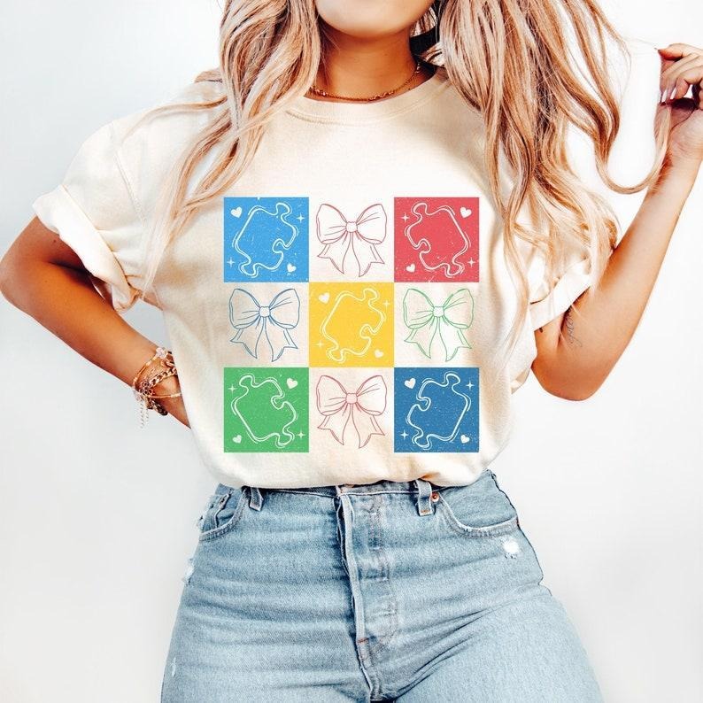 Retro Checkered Autism Awareness Tshirt-sweatshirt-hoodie, Autism Coquette sweatshirt, Autism Mama hoodie, Autism...
