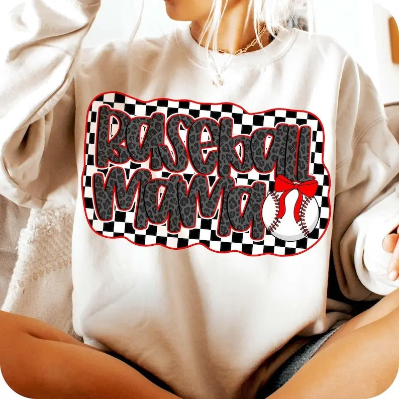 Retro Checkered Baseball Mama Coquette , Baseball Mama , Baseball Coquette , Game Day, Checker Baseball , Baseball Mom...