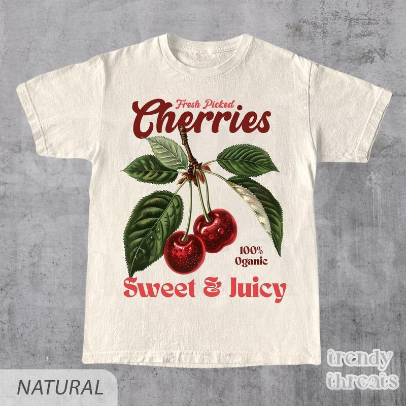 Retro Cherries Commercial Graphic Shirt, Vintage Cherry T-Shirt, Unisex Cotton Tee, y2k Style T Shirt, Cool Gift For Him...