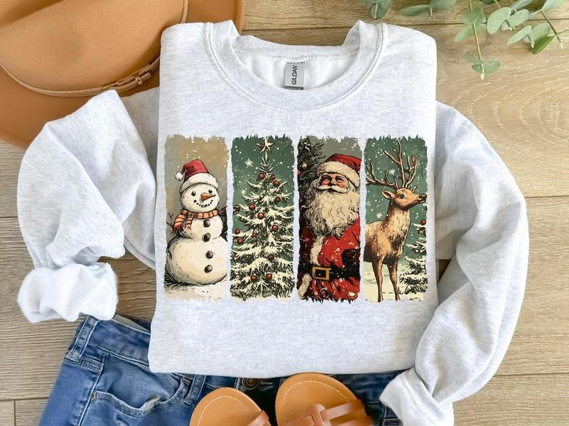 Retro Christmas Sweatshirt, Christmas Shirt , Santa Claus Sweatshirt Cotton Menswear Hoodie | PrintMintTees.com