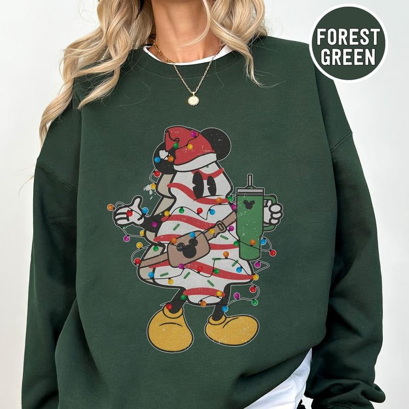 Retro Christmas Tree Cake Crewneck Sweatshirt, Hoodie, T-shirt | PrintMintTees.com