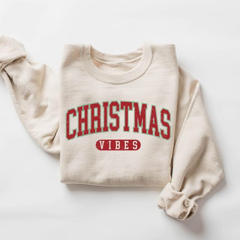 Retro Christmas Vibes Sweatshirt Womens Christmas Sweatshirt Holiday Sweater Cute Christmas Sweatshirt Christmas Gift...
