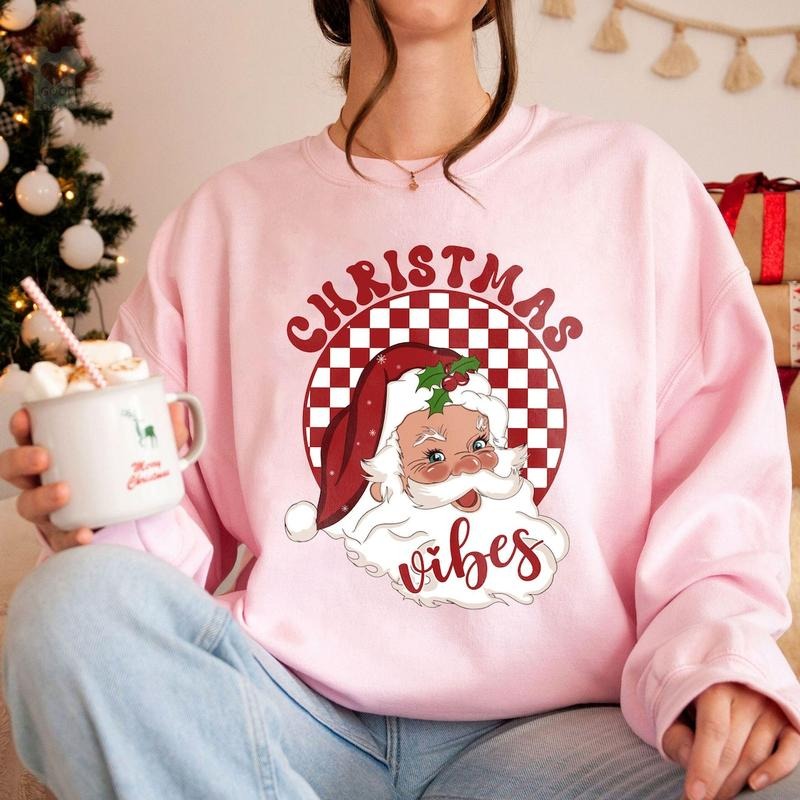 Retro Christmas Vibes Sweatshirt, Womens Christmas Sweatshirt, Holiday Sweater, Cute Christmas Sweatshirt, Christmas...