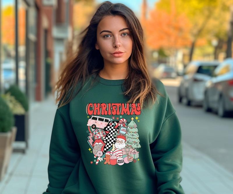 Retro Christmas crewneck Sweatshirt Shirt Hoodie | PrintMintTees.com