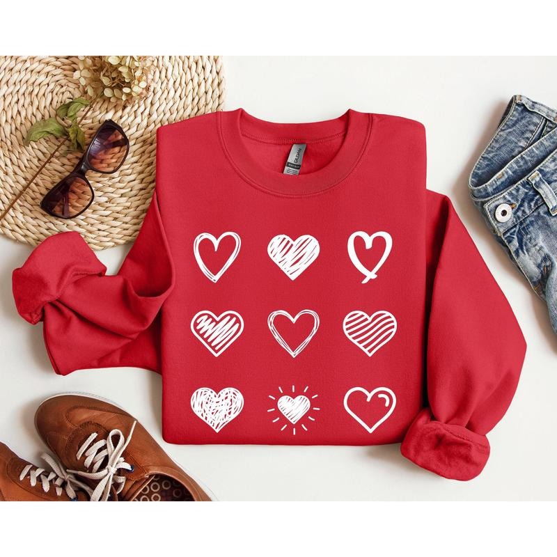 Retro Cute Hearts Vintage Crew Neck Love Heart Cupid T-Shirts, Hoodie, Sweatshirt