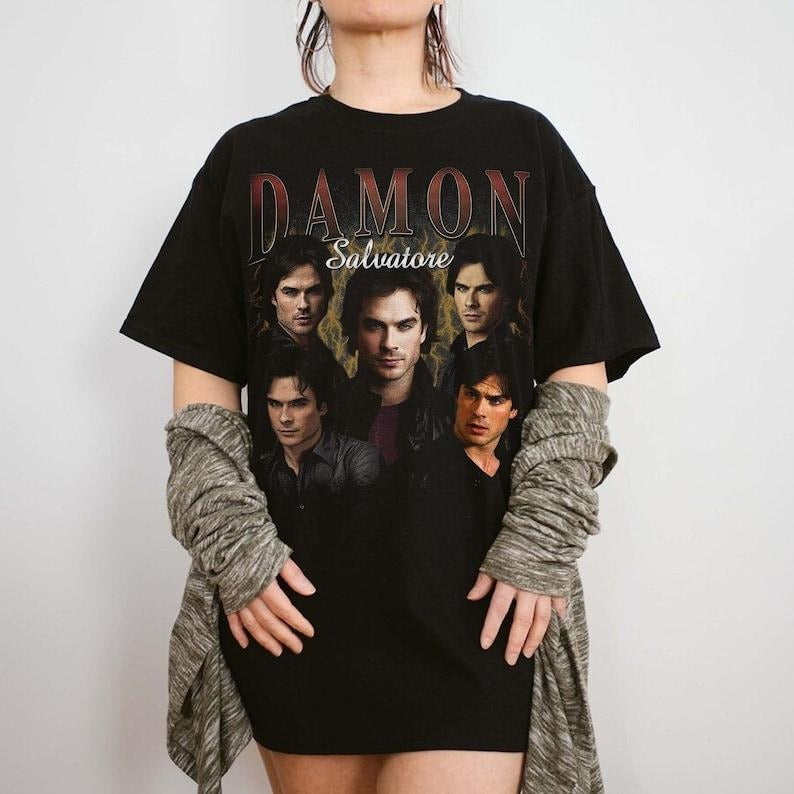 Retro Damon Salvatore Merch,ian somerhalder shirt,Diares Sweatshirt Unisex Hoodie | PrintMintTees.com