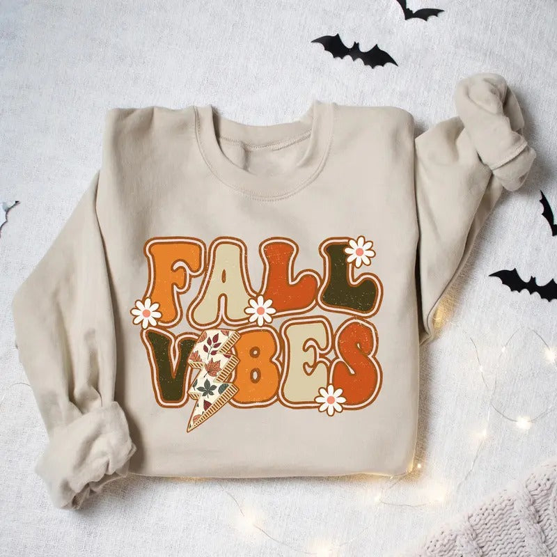 Retro Fall Vibes Sweatshirt, Fall Halloween Sweatshirt, Autumn Fall Sweatshirt, Fall Leopard Sweatshirt, Fall Time...