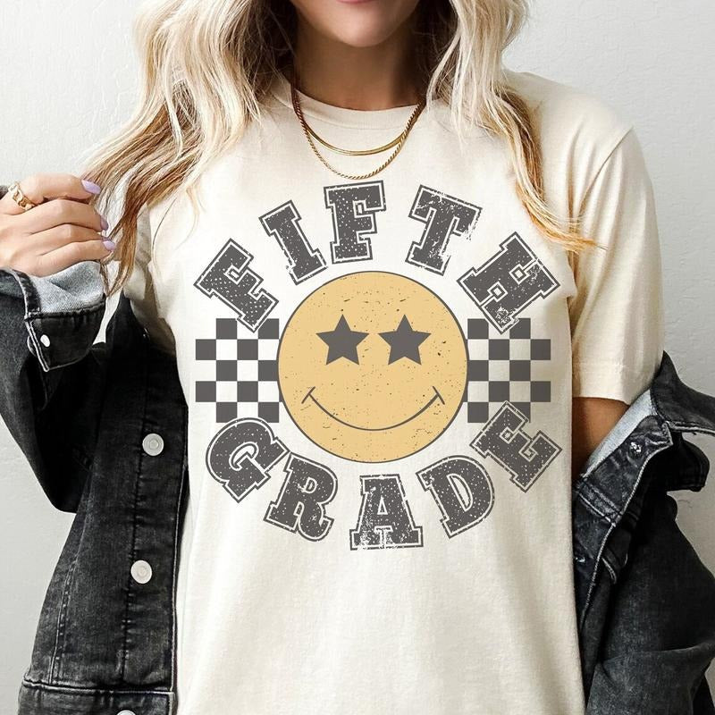 Retro Fifth Grade Teacher Shirt, 5th Grade Teacher Tee, First Day of School Matching Tshirt Hoodie Sweatshirt
