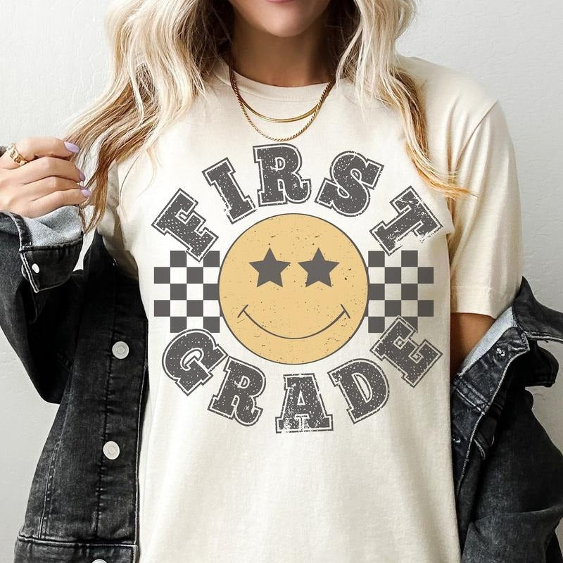 Retro First Grade Teacher Shirt, 1st Grade Teacher Tee, First Day of School Matching Tshirt Hoodie Sweatshirt