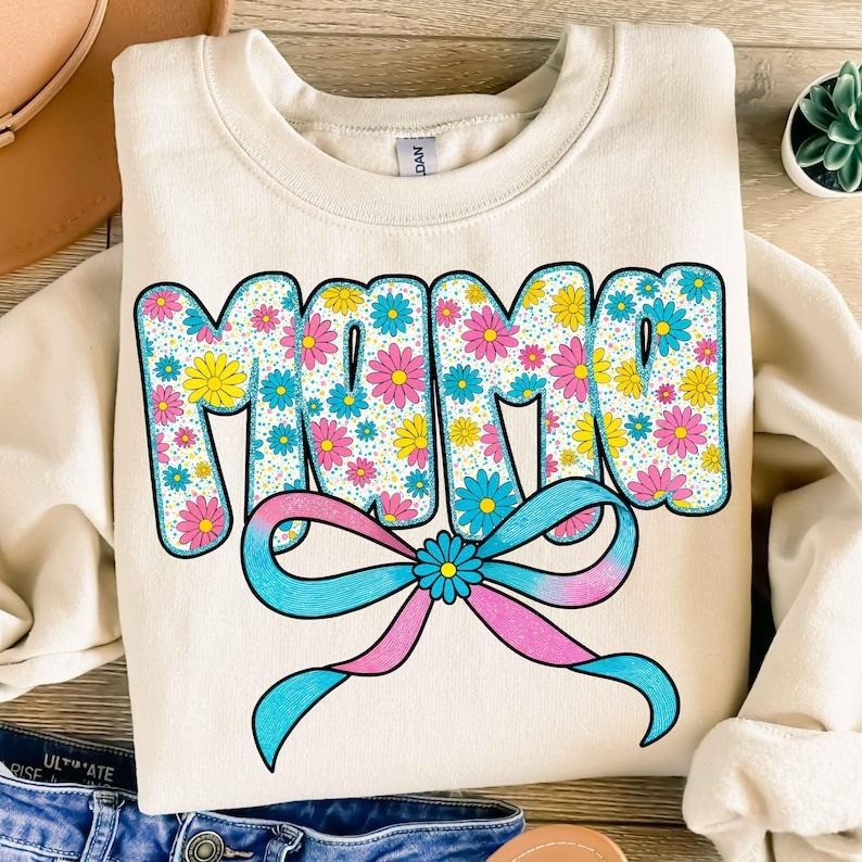 Retro Floral Mama tshirt, Preppy Mama tshirt, Mama Flower tshirt, Mama sweatshirt, Mothers day tshirt, Mom hoodie, Gift...