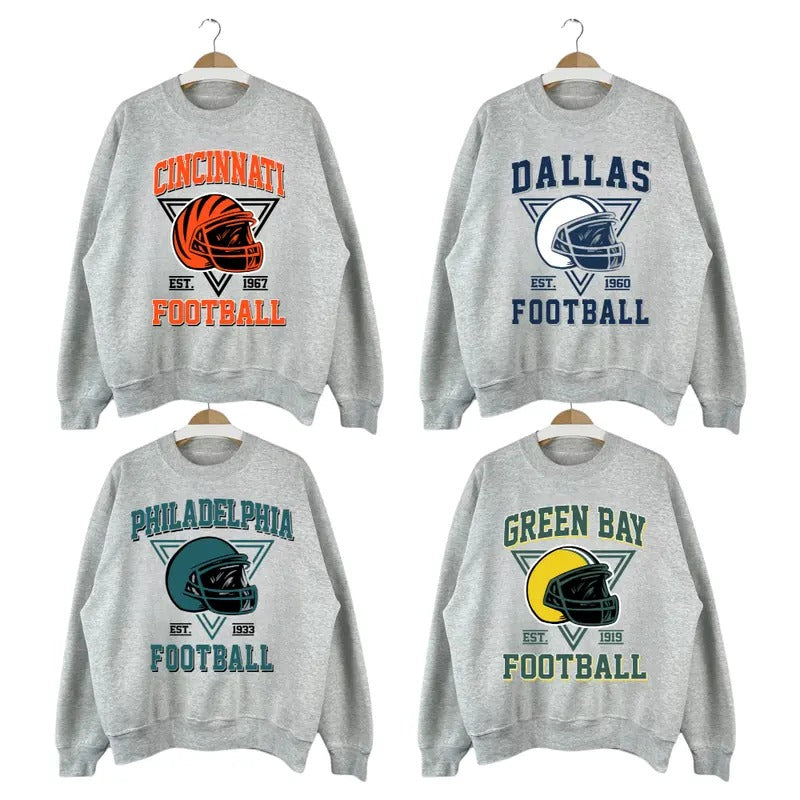 Retro Football All Team Sweatshirt, Football Sweatshirts, Football Fan Gift, Unisex Shirts Hoodie | PrintMintTees.com
