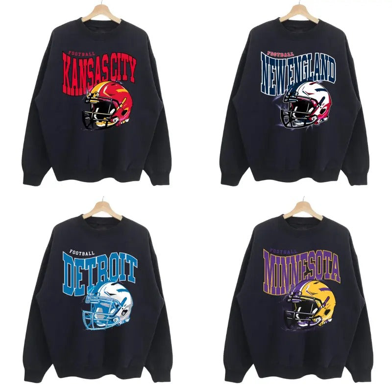 Retro Football All Team Sweatshirt, Vintage Football Sweatshirt, Football Fan Gift Shirt Hoodie | PrintMintTees.com