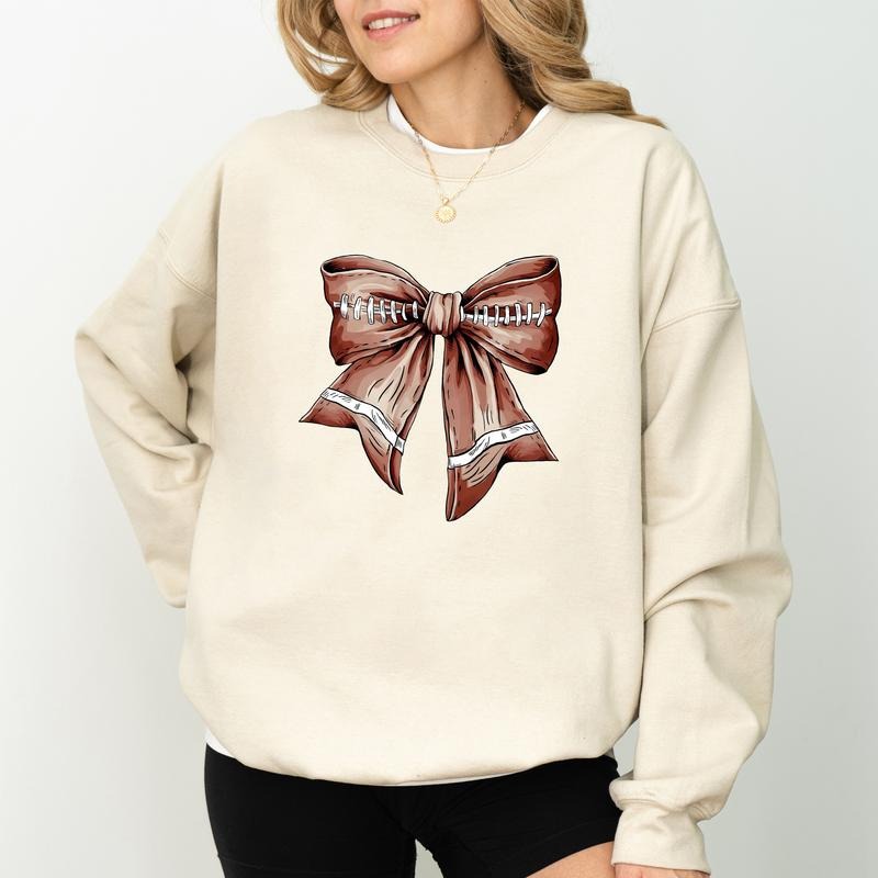 Retro Football Coquette Bow Fall Coquette Cute Football Bow Coquette Bow Game Day Comfy Long Sleeve Fall Autumn Tops Casual Womenswear Comfort Fabric Cotton Top T-Shirts, Hoodie, Sweatshirt