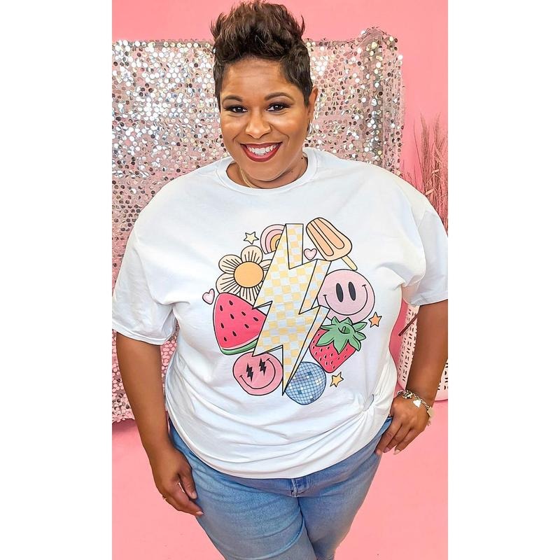 Retro Fruity Summer Adult White Shirt Hoodie Sweatshirt | PrintMintTees.com
