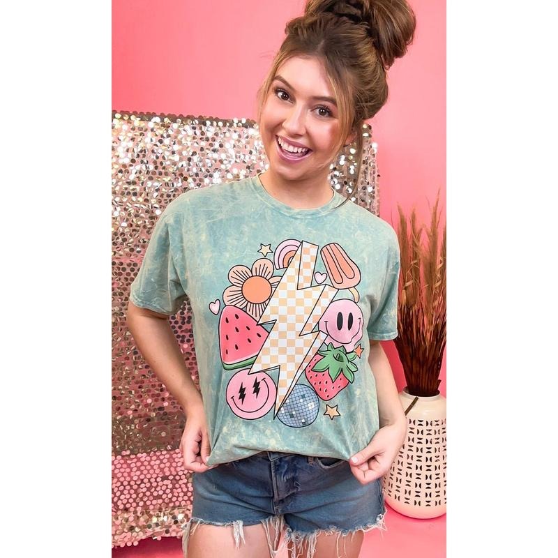 Retro Fruity Summer Mineral Washed Cool Mint Shirt Hoodie Sweatshirt | PrintMintTees.com