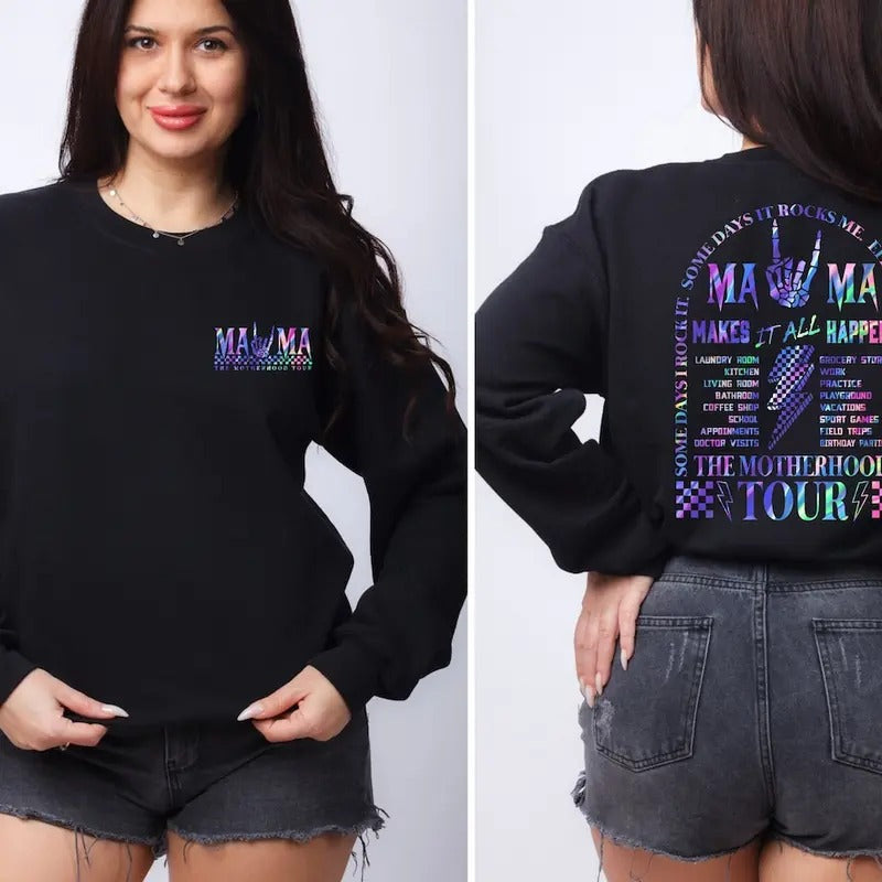 Retro Funny The Motherhood Tour Sweatshirt ,Some Days I Rock It ,Some Days It Rocks Me ,Either Way Were Rockin Shirt Hoodie