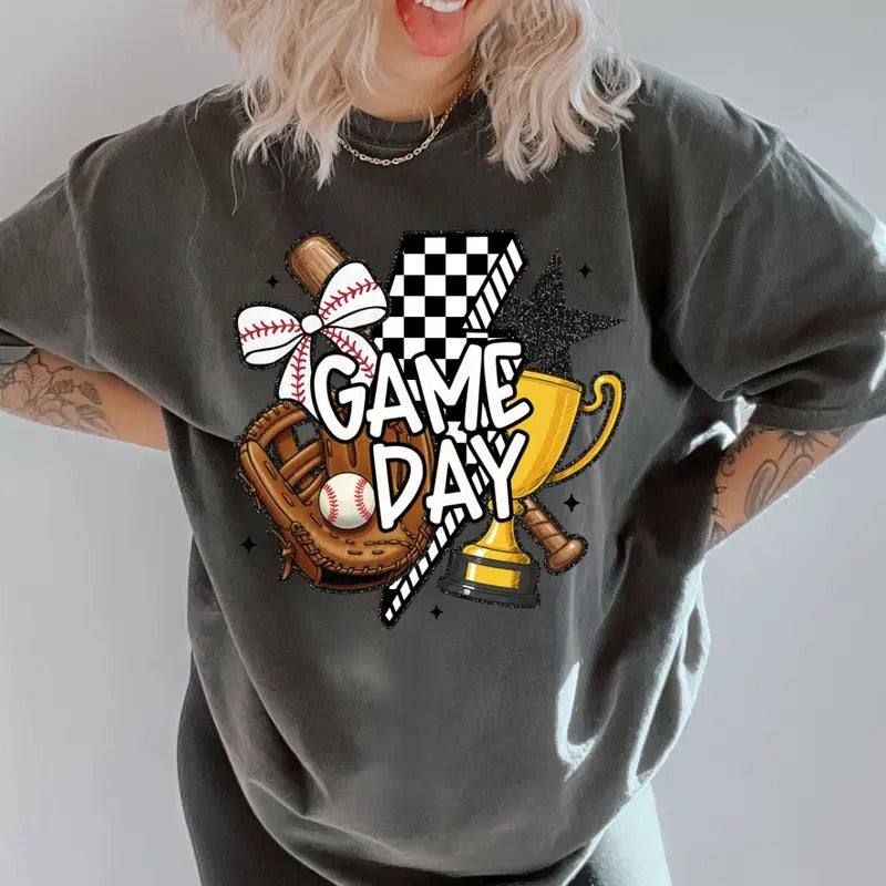Retro Game Day Baseball Shirt ~ Unisex Apparel Relaxed Fit Printed In The USA Clothing Womenswear Casual Comfort Cotton...