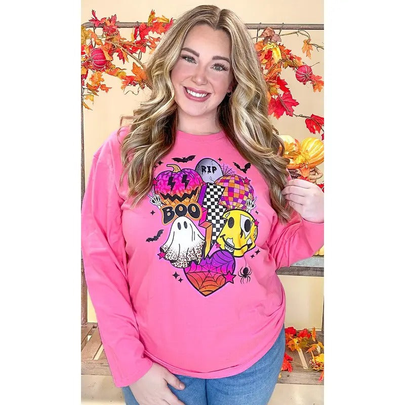 Retro Halloween Vibes Graphic Long Sleeve T-Shirt Hoodie Sweatshirt | PrintMintTees.com