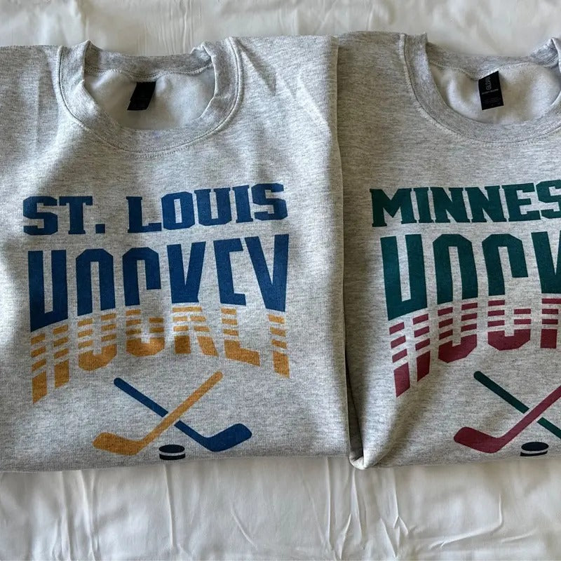 Retro Hockey Sweatshirt 90's Style Hockey Sweatshirt Hockey Sweater Shirt Hoodie | PrintMintTees.com
