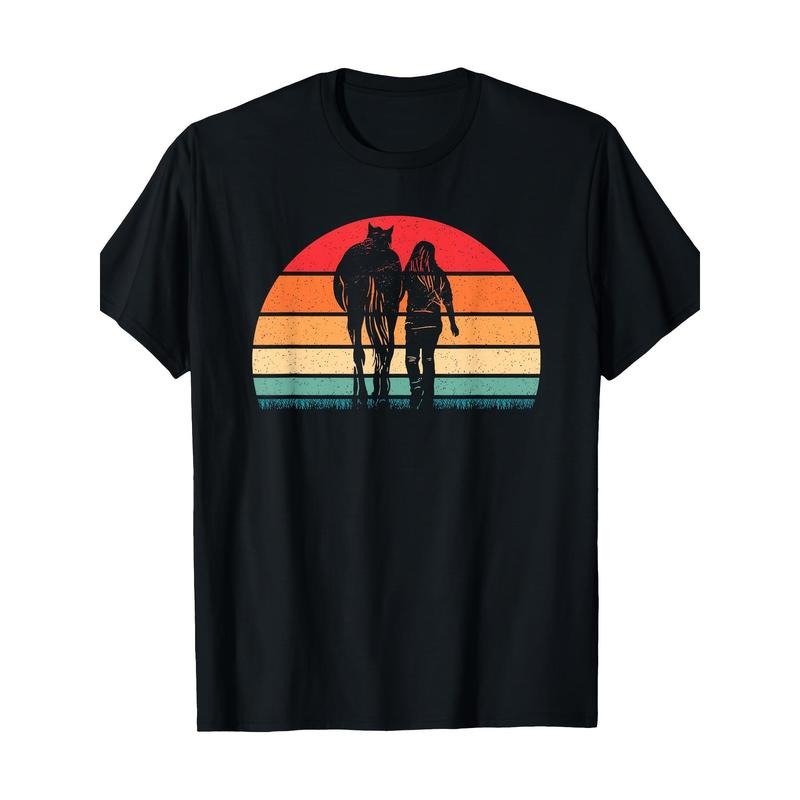 Retro Horse Lover Horseback Riding Cowgirl Ranch 100% Cotton T-Shirt made in usa Hoodie Sweatshirt | PrintMintTees.com