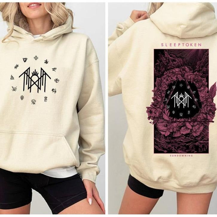 Retro Limited Sleep Token Rose Heavy Metal TShirt Sweatshirt Hoodie, Unisex Rock Band Washed Heavyweight Cotton T-shirt,...