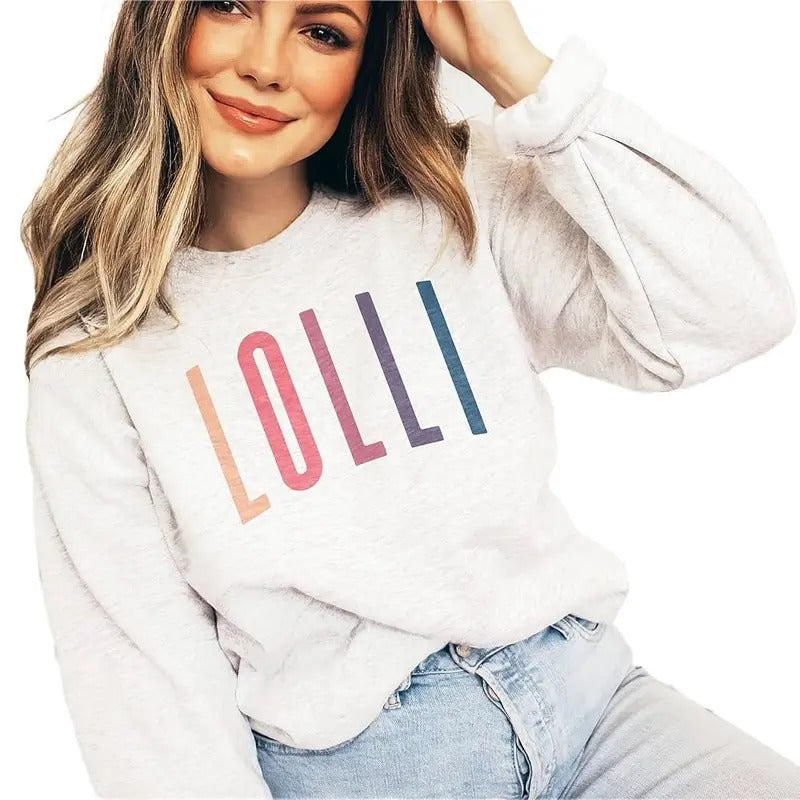 Retro Lolli Ombre Sweatshirt, New Grammy, Lolli Shirts, Pregnancy Reveal, Gift, Unisex Cotton Hoodie | PrintMintTees.com