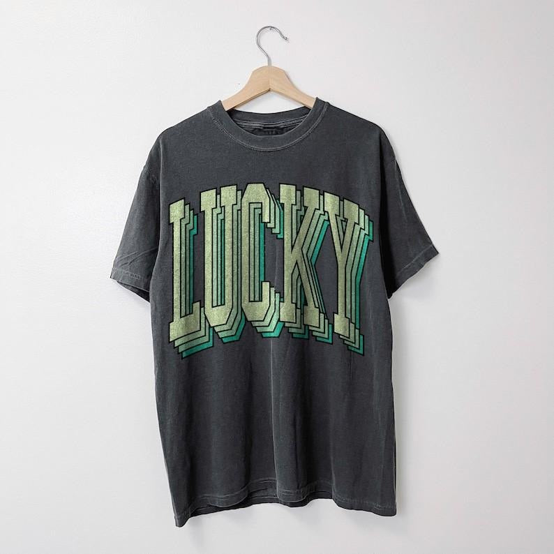 Retro Lucky Shirt Vintage Tshirt, St Patricks Day T-shirt, Lucky Shirt, St Pattys Lucky Shirt Casual Top Hoodie Sweatshirt
