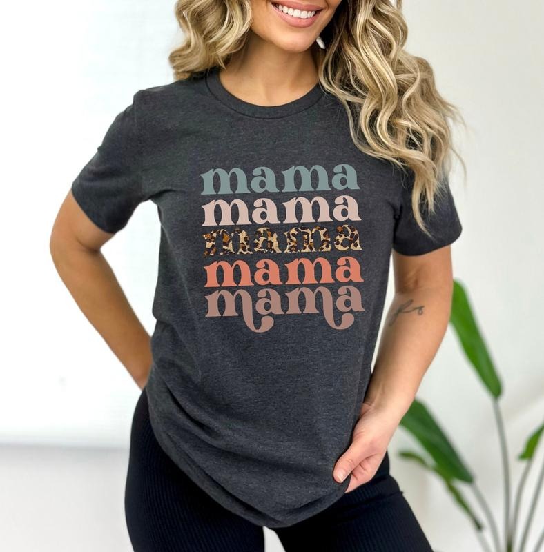 Retro Mama Shirt Leopard Mama Shirt Motherhood Shirt Cute Mom Shirtmothers Day Gift Mama T-shirtmom Life Shirtmama Shirt...