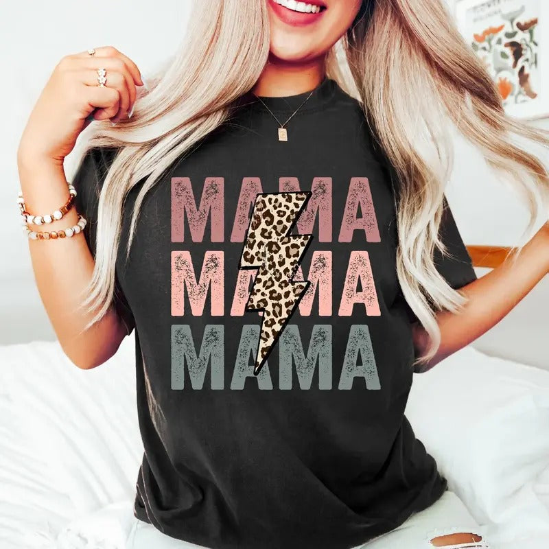 Retro Mama Shirt, Leopard Mama Shirt, Mom Life Shirt,Girl Mama Shirt, Motherhood Shirt, Cute Mom Shirt,Mothers Day...