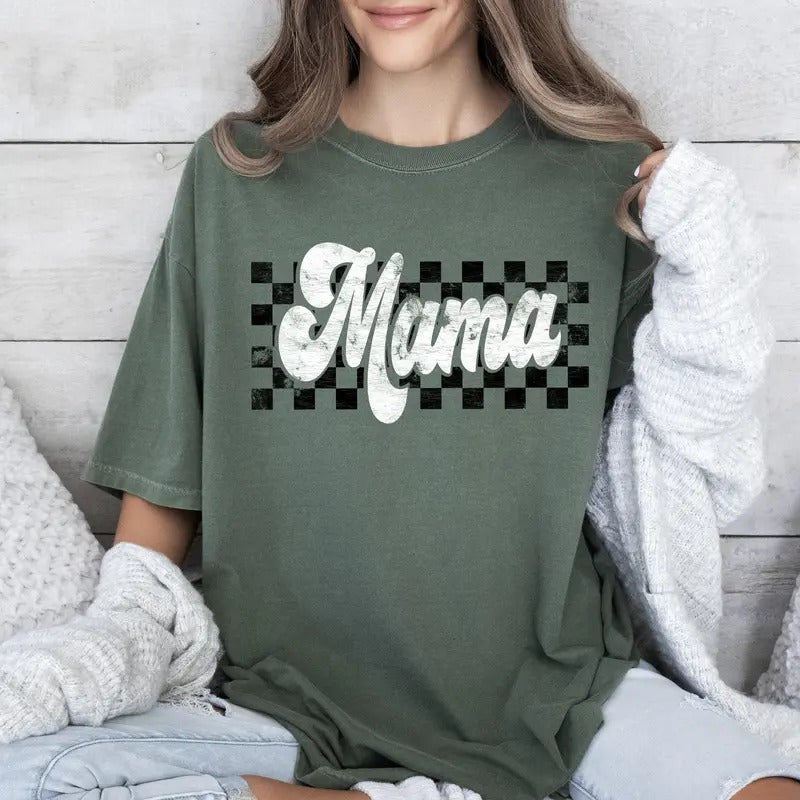 Retro Mama, Vintage Comfort Colors Tshirt, Women's Crew Neck, Crewneckstyle{n002}2 Hoodie, Sweatshirt | PrintMintTees.com