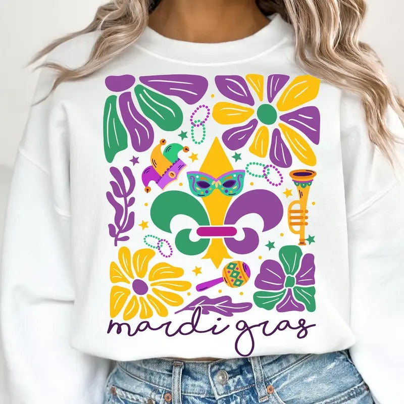 Retro Mardi Gras Bow Fleur De Lis Shirt Retro Mardi Gras Shirt T-Shirts, Hoodie, Sweatshirt