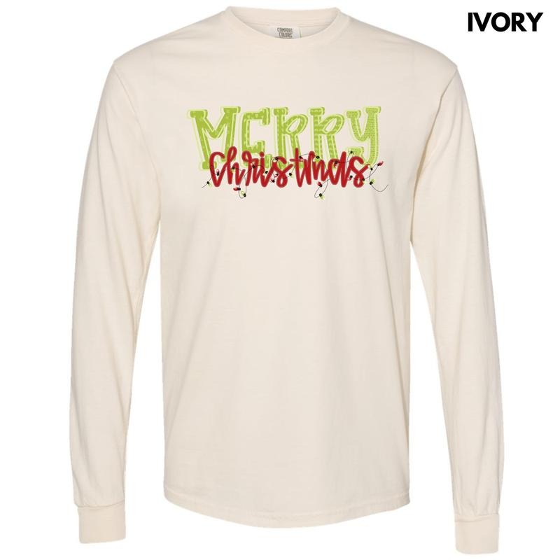 Retro Merry Christmas Long Sleeve Comfort Colors T-Shirt 'NLB' Hoodie, Sweatshirt | PrintMintTees.com