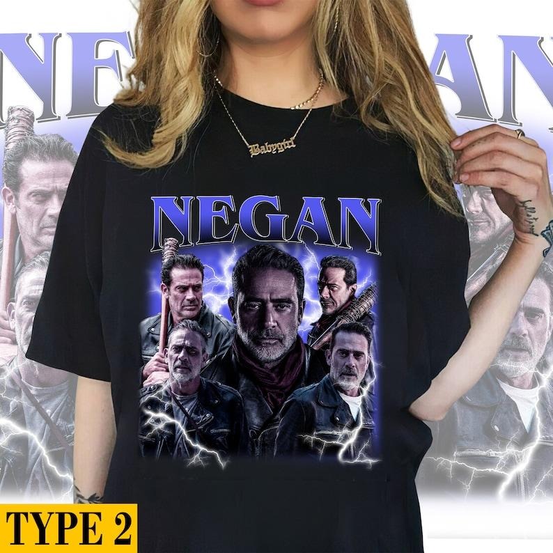 Retro Negan Homage Shirt, 90s Negan Sweater Hoodie Unisex Cotton Fabric Sweatshirt | PrintMintTees.com