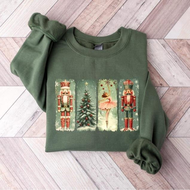 Retro Nutcracker Christmas Sweatshirt, Nutcracker Ballet T-Shirt, Women's Holiday Tee, Holiday Party Gift, Festive...