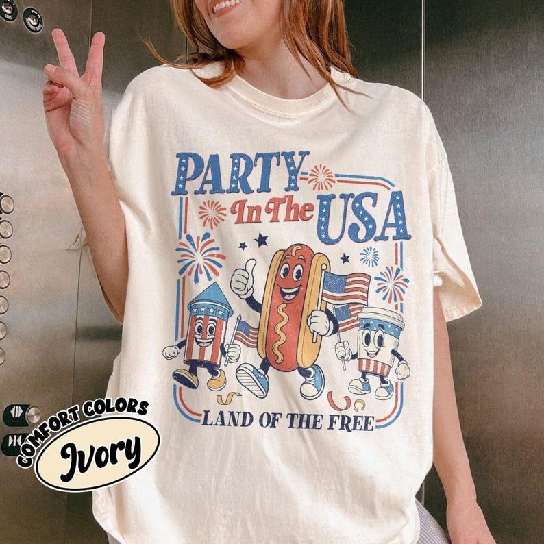 Retro Party In The Usa Comfort Colors Shirt, 4th Of July Graphic Shirt, Patriotic Independence Day Tee, Cute Patriotic...