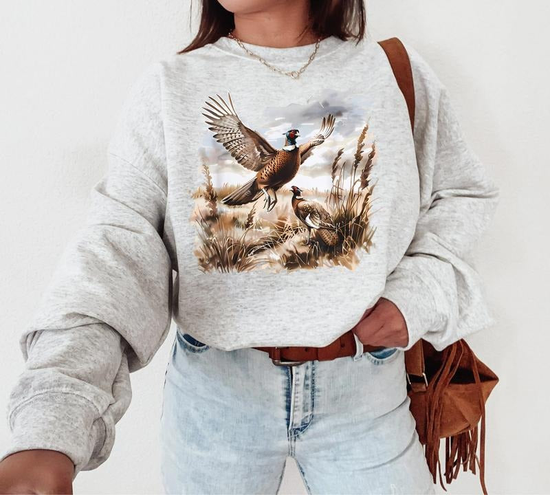 Retro Pheasant Bird Sweatshirt, 90's Vintage Game Birds Sweater, Bird Lover Gift Shirt, Boho Unisex Crewneck Sweatshirt...