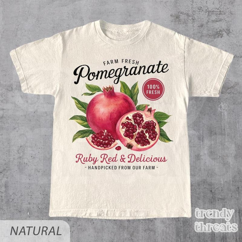 Retro Pomegranate Commercial Graphic Shirt, Vintage Pomegranate T-Shirt, Unisex Cotton Tee, y2k Style T Shirt, Cool Gift...