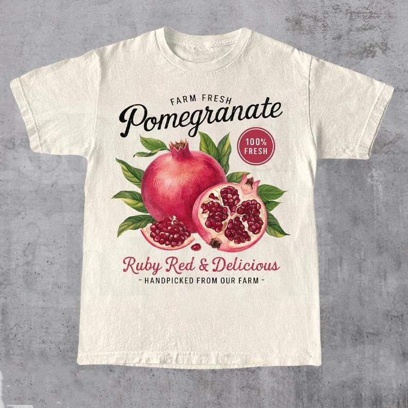 Retro Pomegranate Commercial Graphic Shirt, Vintage Pomegranate T-Shirt, Unisex Cotton Tee, y2k Style T Shirt, Cool Gift,...