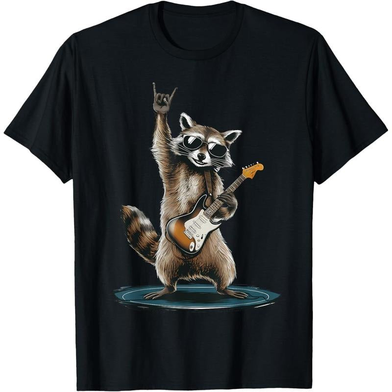Retro Raccoon Rock Music With Guitar Gift Men Kids Women T-Shirt made in us Hoodie Sweatshirt | PrintMintTees.com