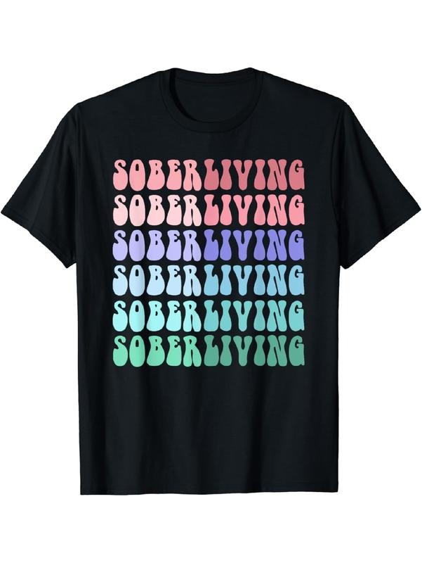 Retro SOBER LIVING Sobriety Mom Addiction Awareness Meme T-Shirt Cotton Fit