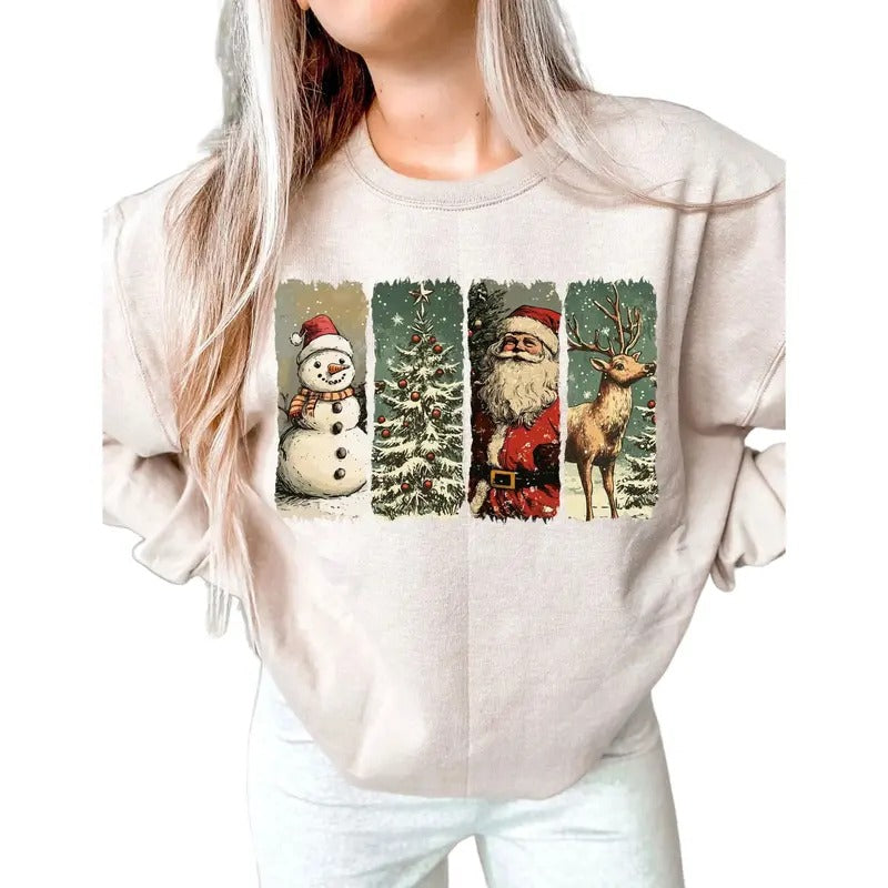 Retro Santa Claus Sweatshirt, Retro Christmas Tee Womenswear Sweaters Pullover Hoodie | PrintMintTees.com