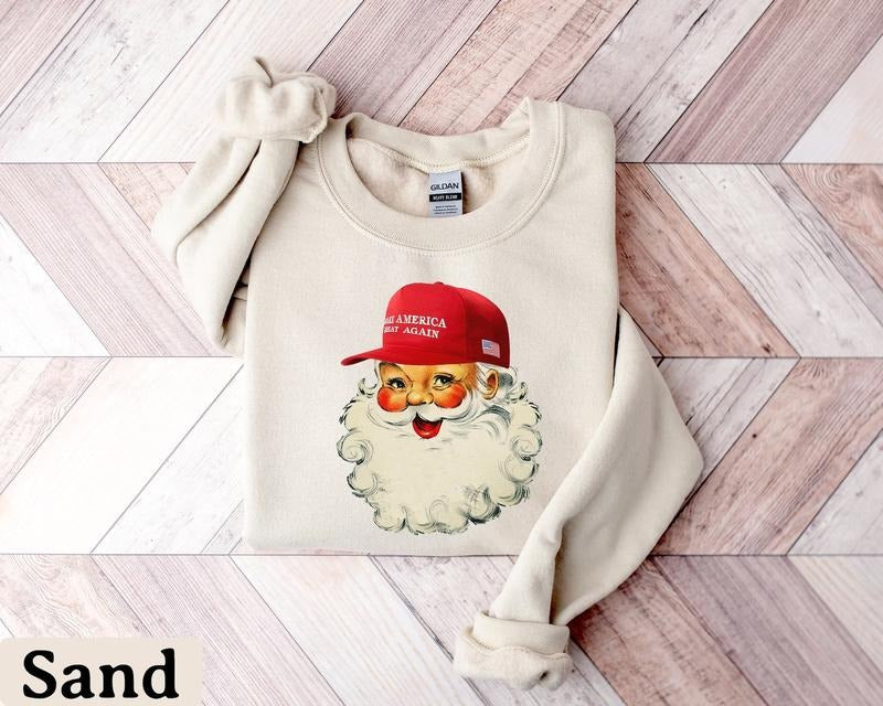 Retro Santa Sweatshirt, Retro Christmas Santa Shirt, Holiday Sweaters, Christmas Hoodie, New Year Shirt, Christmas Gift,...