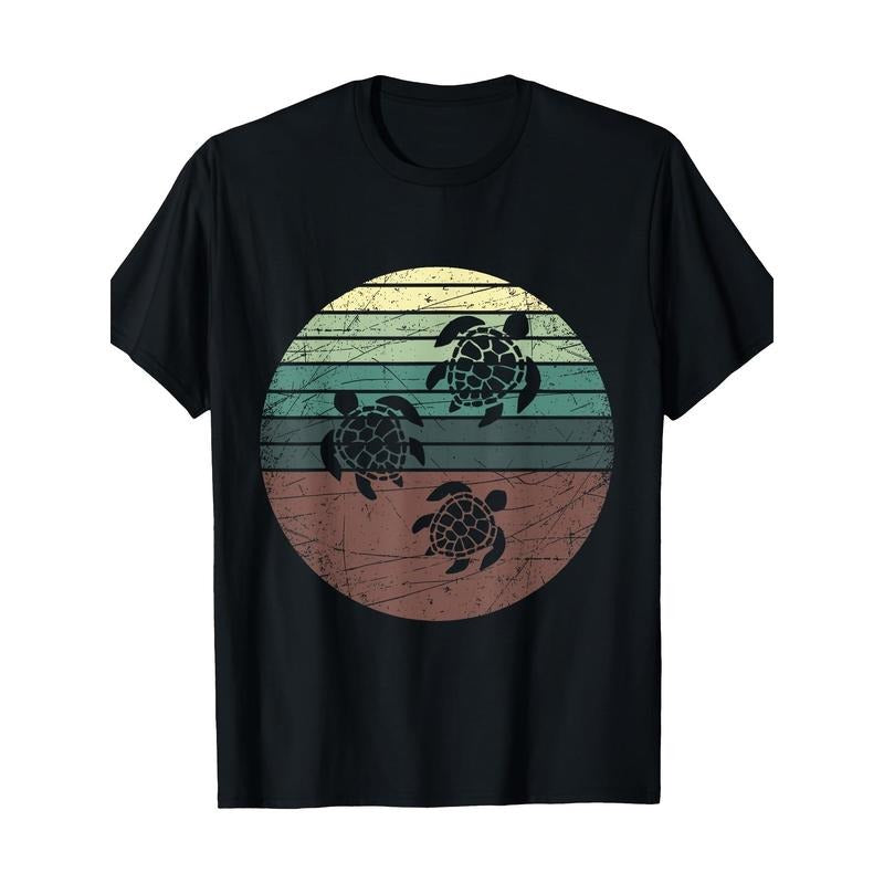 Retro Sea Turtle. 220 Grams100% Cotton T-shirt made in usa Hoodie Sweatshirt | PrintMintTees.com