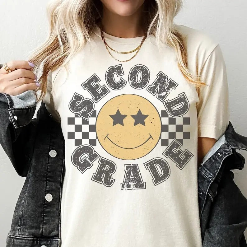 Retro Second Grade Teacher Shirt, 2nd Grade Teacher Tee, First Day of School Matching TShirt, New Teacher Gift, Teacher...