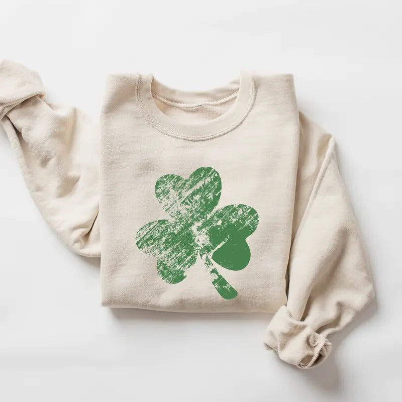 Retro Shamrock Sweatshirt, Lucky Sweatshirt, Cute St. Patrick's Day 2025 Sweater, Shenanigans Sweatshirt, Four Leaf...