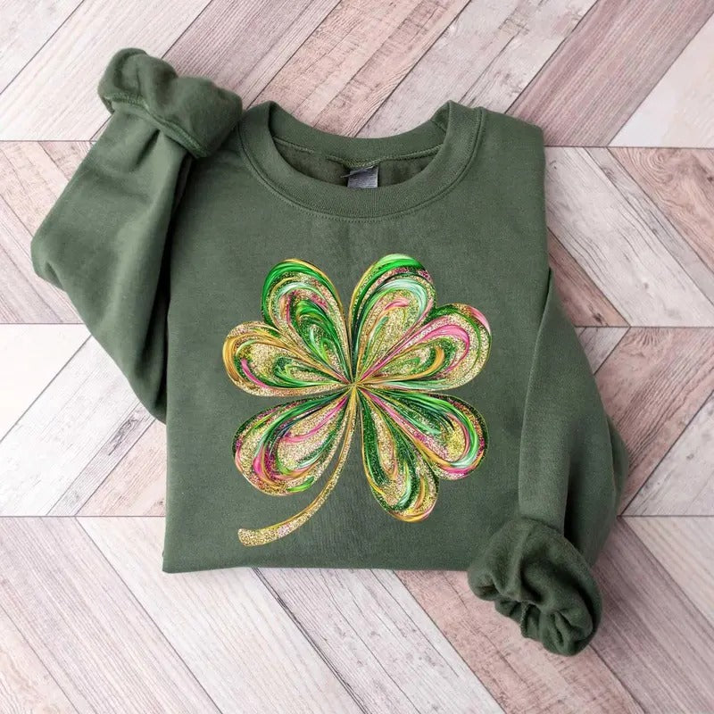 Retro Shamrock Sweatshirt, Womens Shenanigans Sweatshirt, Cute St Patricks Day Sweatshirt, Lucky Sweatshirt, Irish Shirt,...