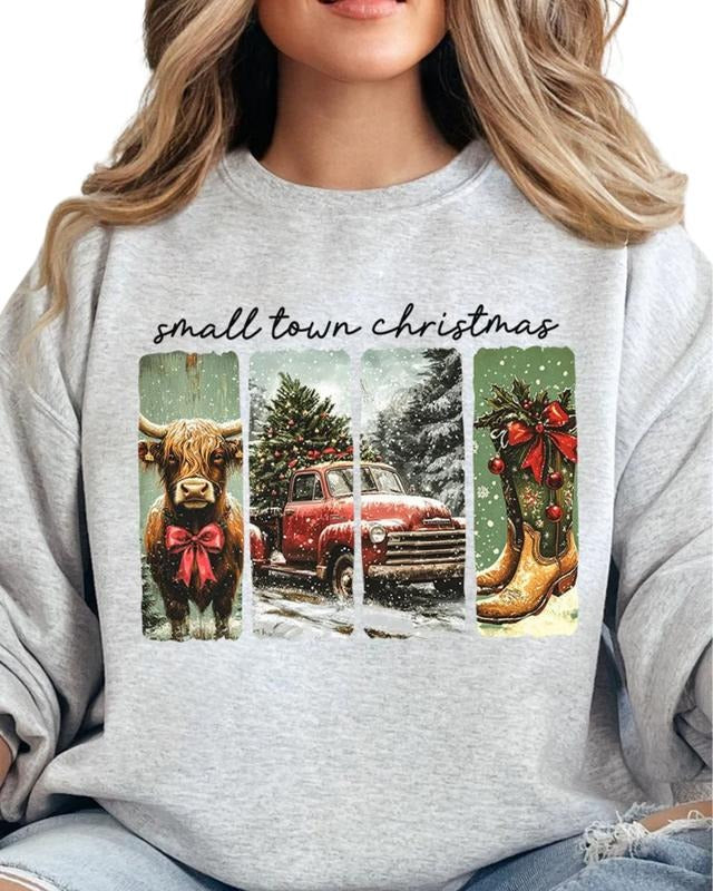 Retro Small Town Christmas Unisex NuBlend Crew Sweatshirt Shirt Hoodie | PrintMintTees.com