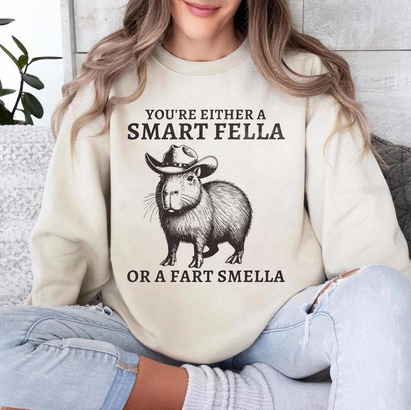 Retro Smart Fella Capybara 90s Shirt, Funny Capybara Vintage T-shirt, Vintage 90s Shirt, Washed Shirt, Distressed Tee,...