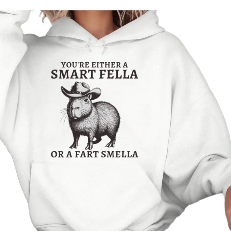 Retro Smart Fella Capybara 90s Sweatshirt, Funny Capybara T Shirt, Retro 90s Shirt, Distressed Hoodie, Unisex Crewneck...